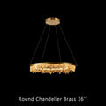 Designer 36 Inch Round Modern Chandelier Brass & Clear Geode Quartz Crystal Hanging Light-Chandelier-Jecanoli