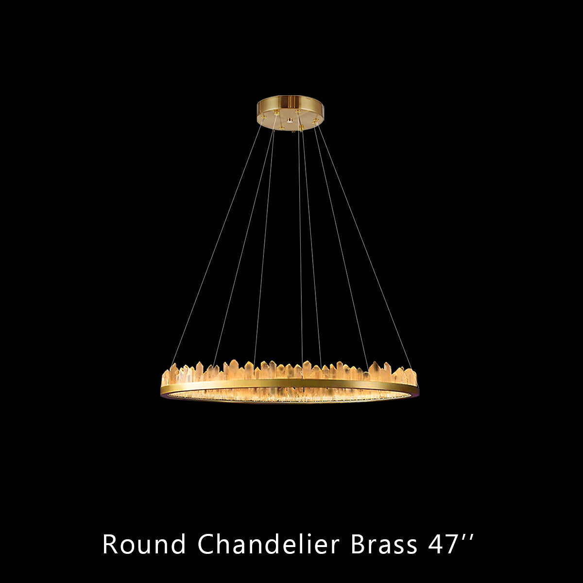 Designer 36 Inch Round Modern Chandelier Brass & Clear Geode Quartz Crystal Hanging Light-Chandelier-Jecanoli