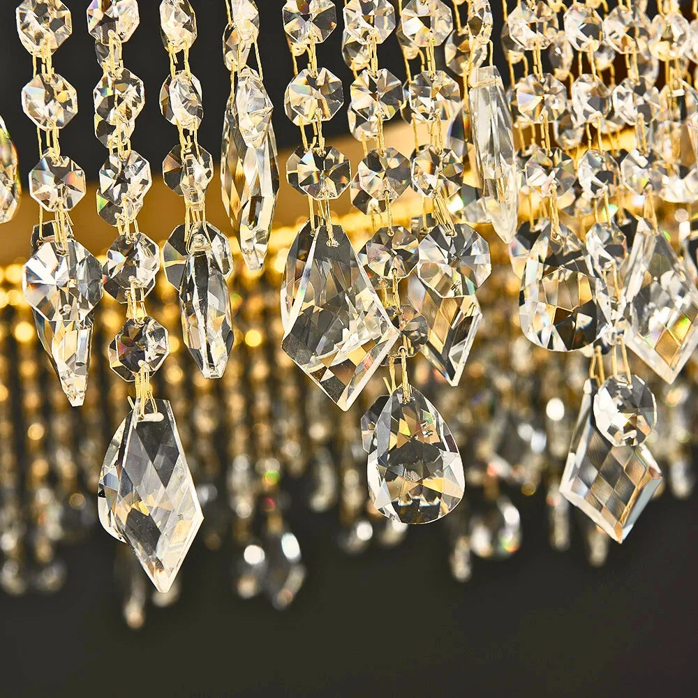 Zara Gold Crystal Chandelier for Living Room & Dining Room-Crystal Chandelier-Jecanoli