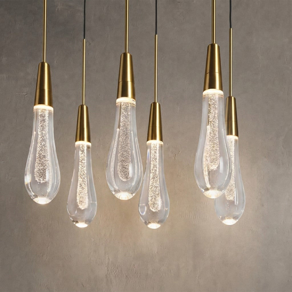 Soltaire Glass Linear Chandelier 87"