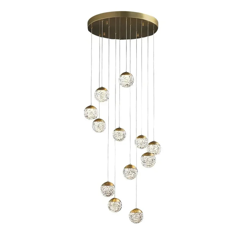 Spiral Pineapple Multi Glass Ball Staircase Chandelier - Jecanoli