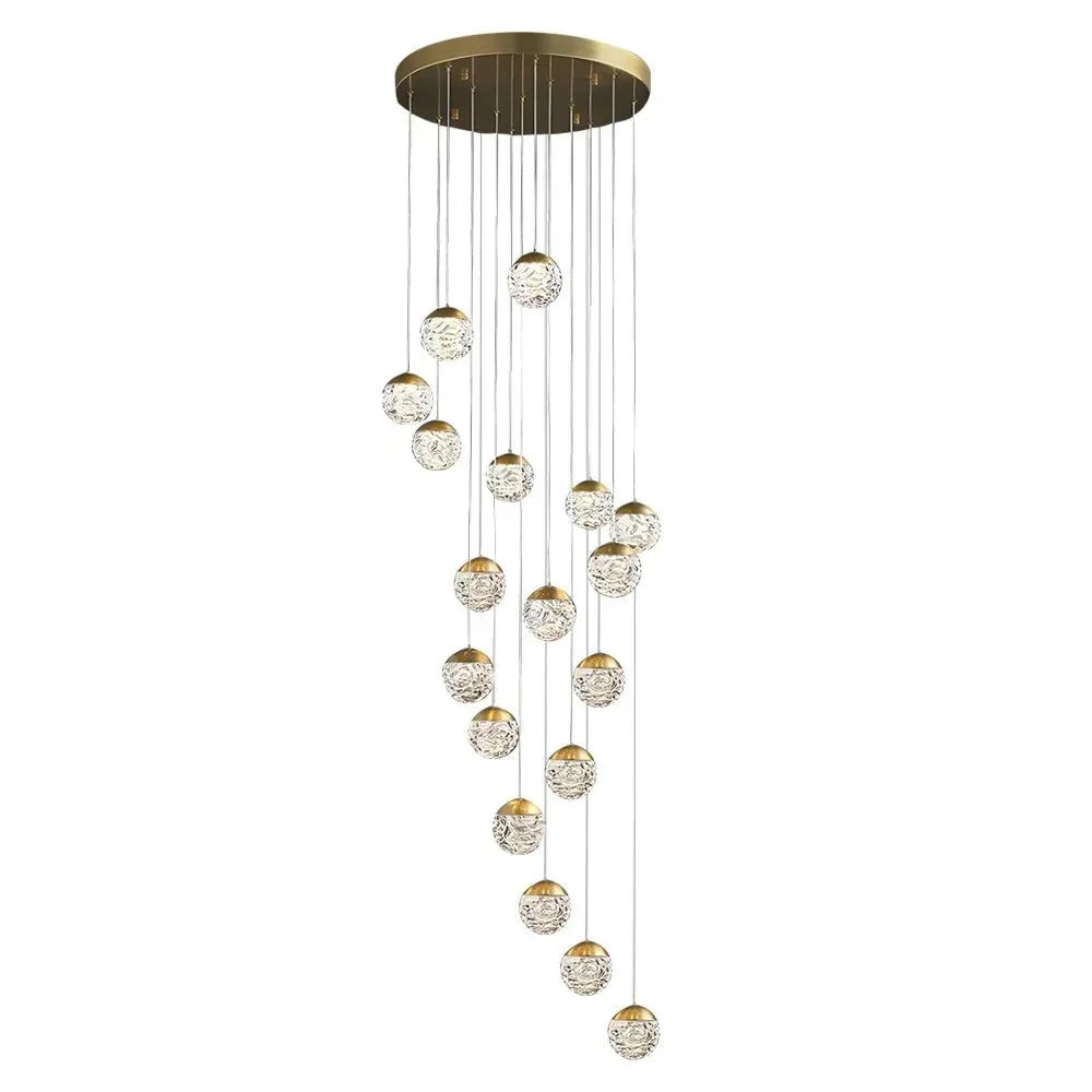 Spiral Pineapple Multi Glass Ball Staircase Chandelier - Jecanoli
