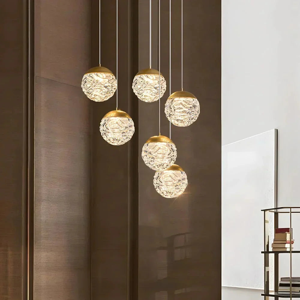 Spiral Pineapple Multi Glass Ball Staircase Chandelier - Jecanoli