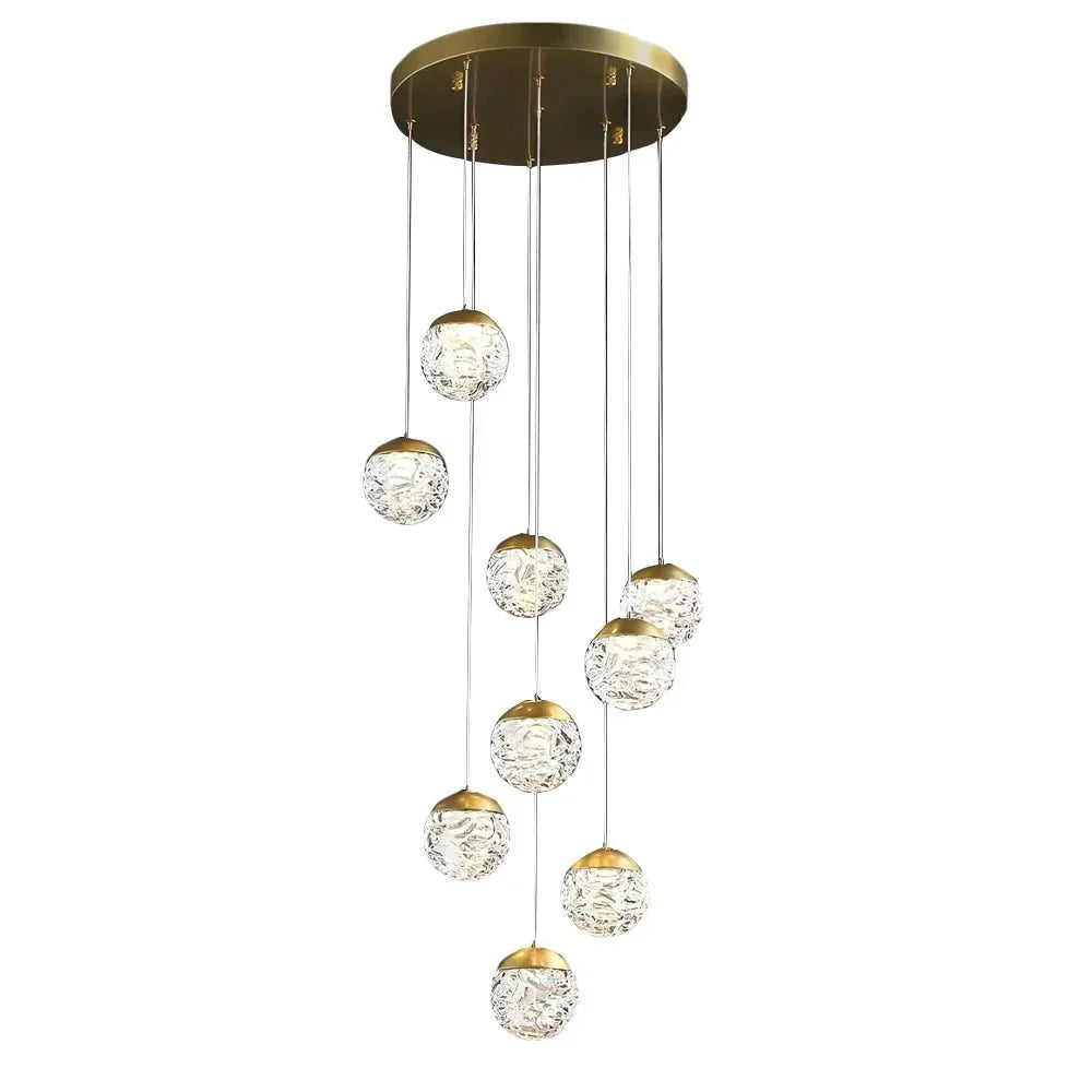 Spiral Pineapple Multi Glass Ball Staircase Chandelier - Jecanoli