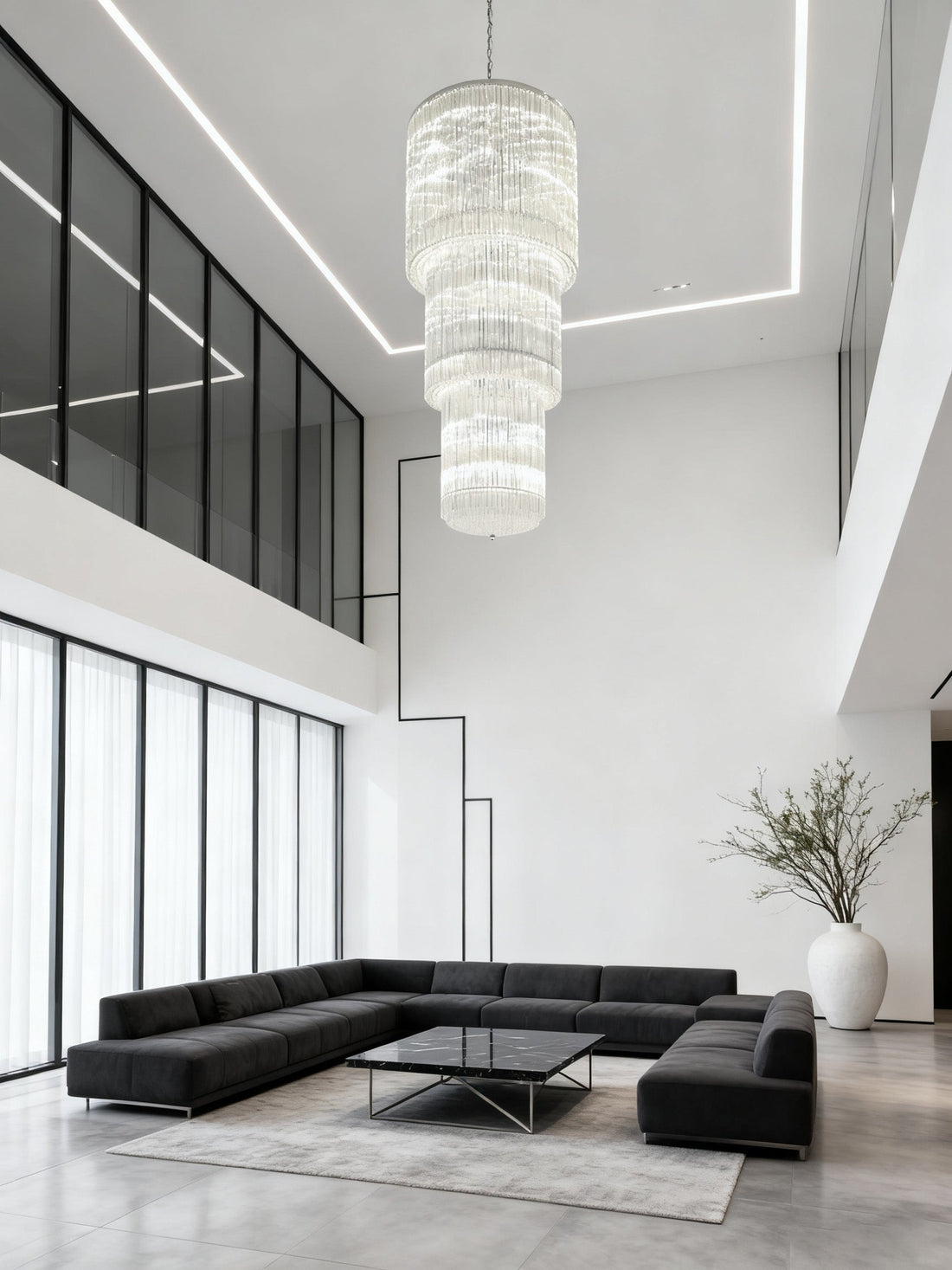 Modern Long Chandelier Lighting for Foyer 39"W 138"H-大吊灯-Jecanoli