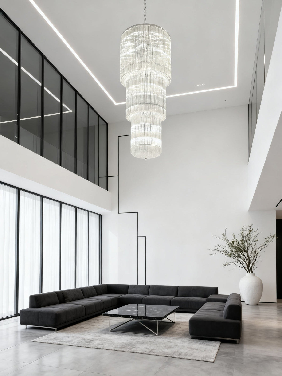 Modern Long Chandelier Lighting for Foyer 39"W 138"H-大吊灯-Jecanoli
