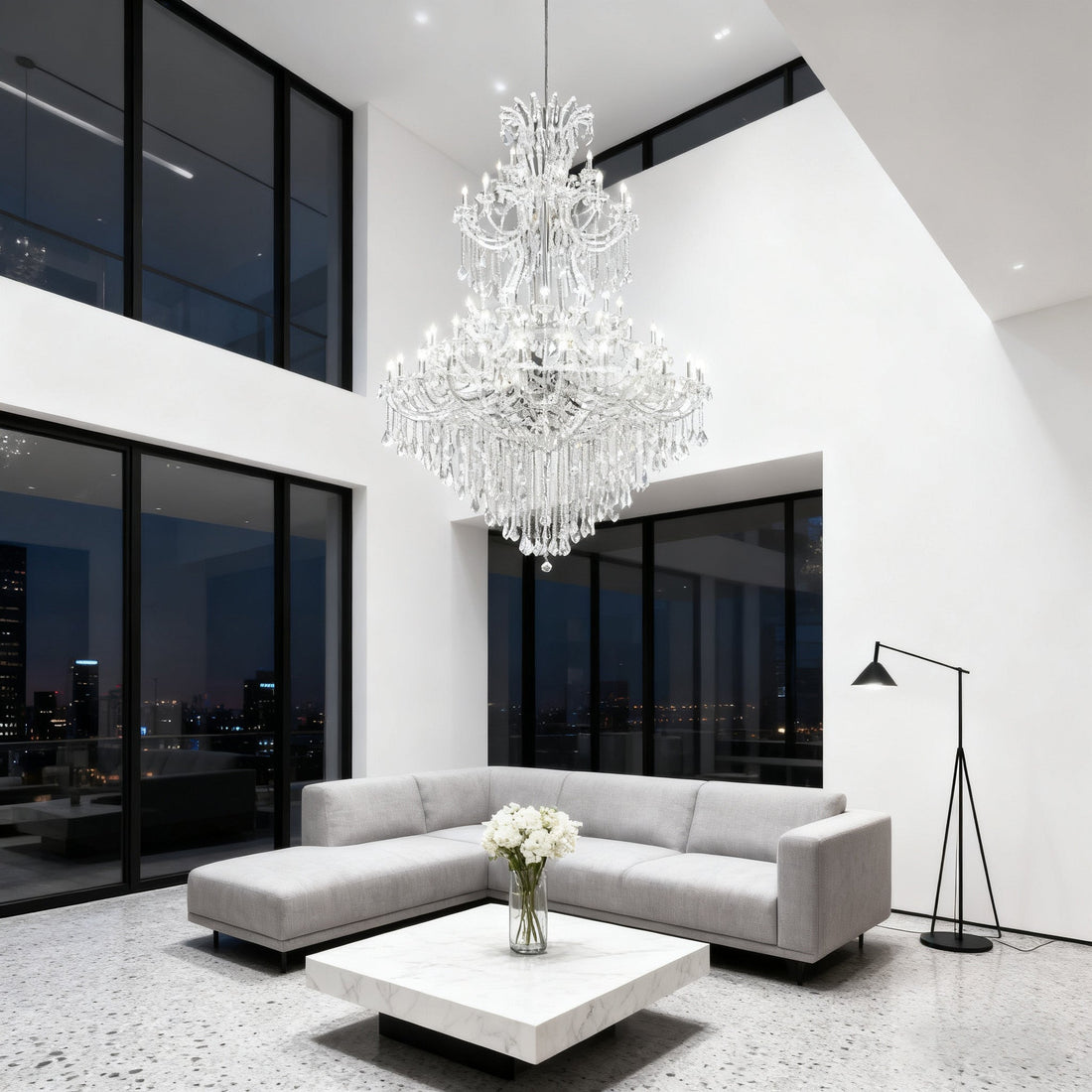 72X96 Inch Extra High Ceiling Chandelier Elegant Large Foyer Crystal Chandelier-大吊灯-Jecanoli