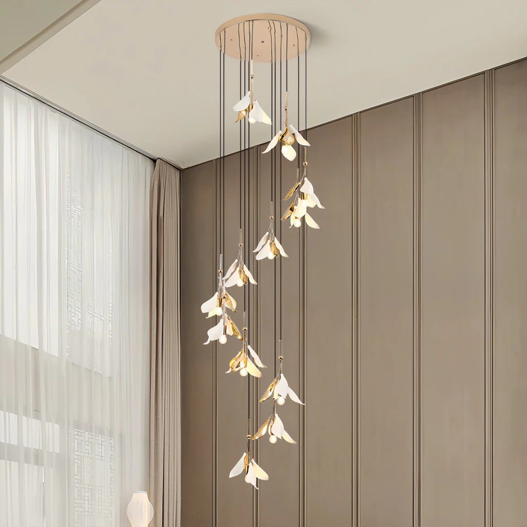 Staircase Chandelier Ideas Art Ceramic Flower Ceiling Light - Jecanoli
