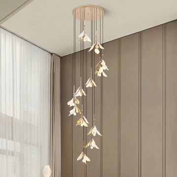 Staircase Chandelier Ideas Art Ceramic Flower Ceiling Light - Jecanoli
