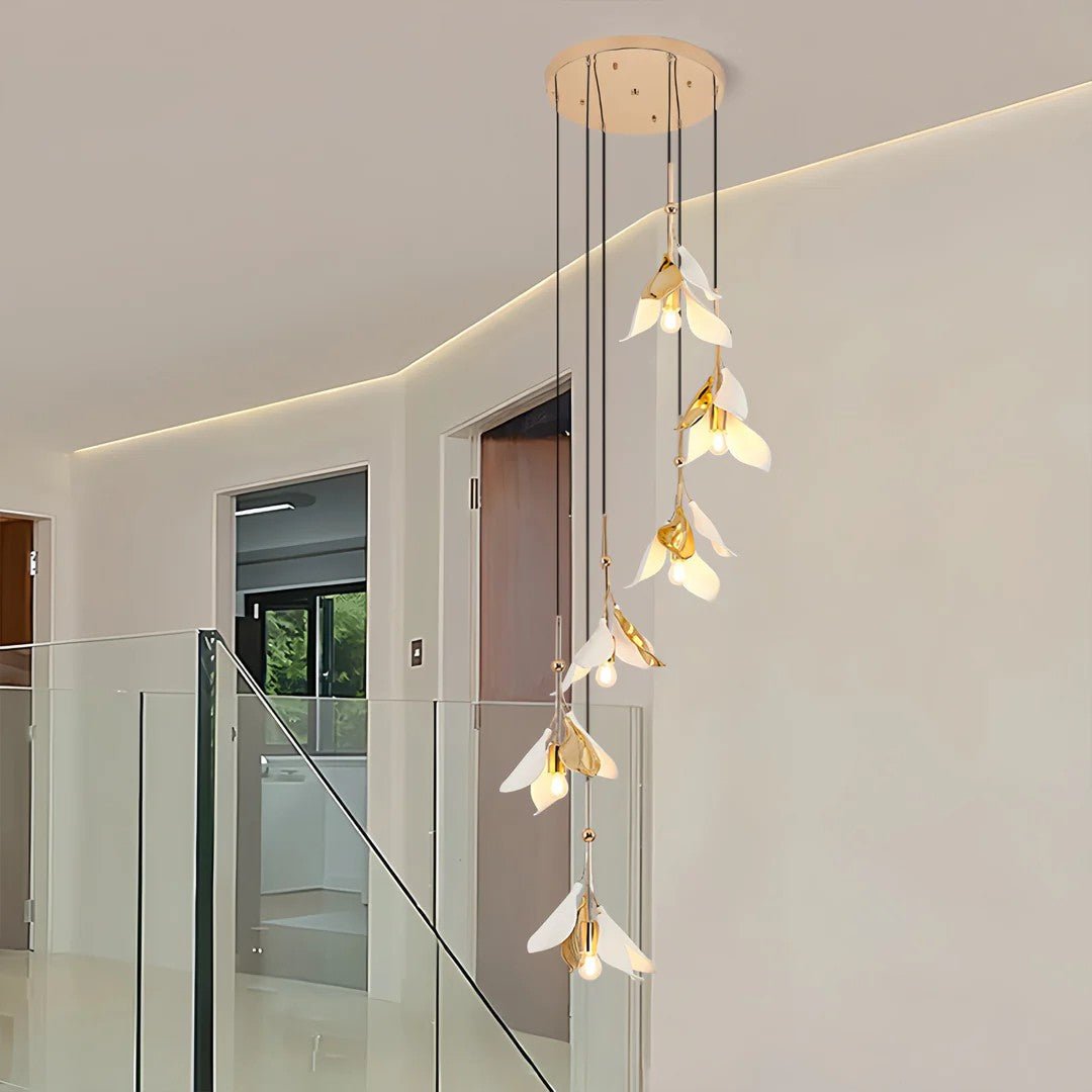 Staircase Chandelier Ideas Art Ceramic Flower Ceiling Light - Jecanoli