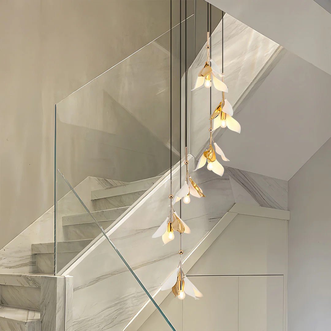 Staircase Chandelier Ideas Art Ceramic Flower Ceiling Light - Jecanoli