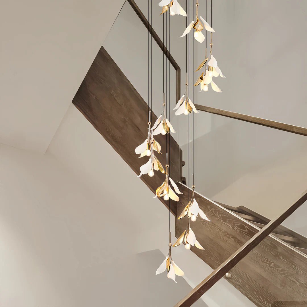 Staircase Chandelier Ideas Art Ceramic Flower Ceiling Light - Jecanoli