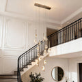Staircase Crystal Chandelier Modern Aluminum Ceiling Light - Jecanoli
