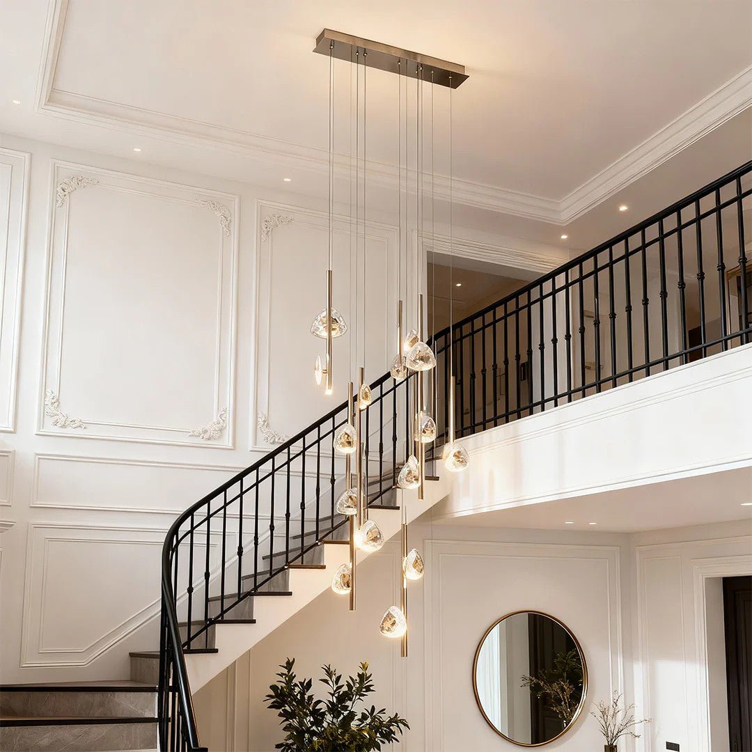 Staircase Crystal Chandelier Modern Aluminum Ceiling Light - Jecanoli