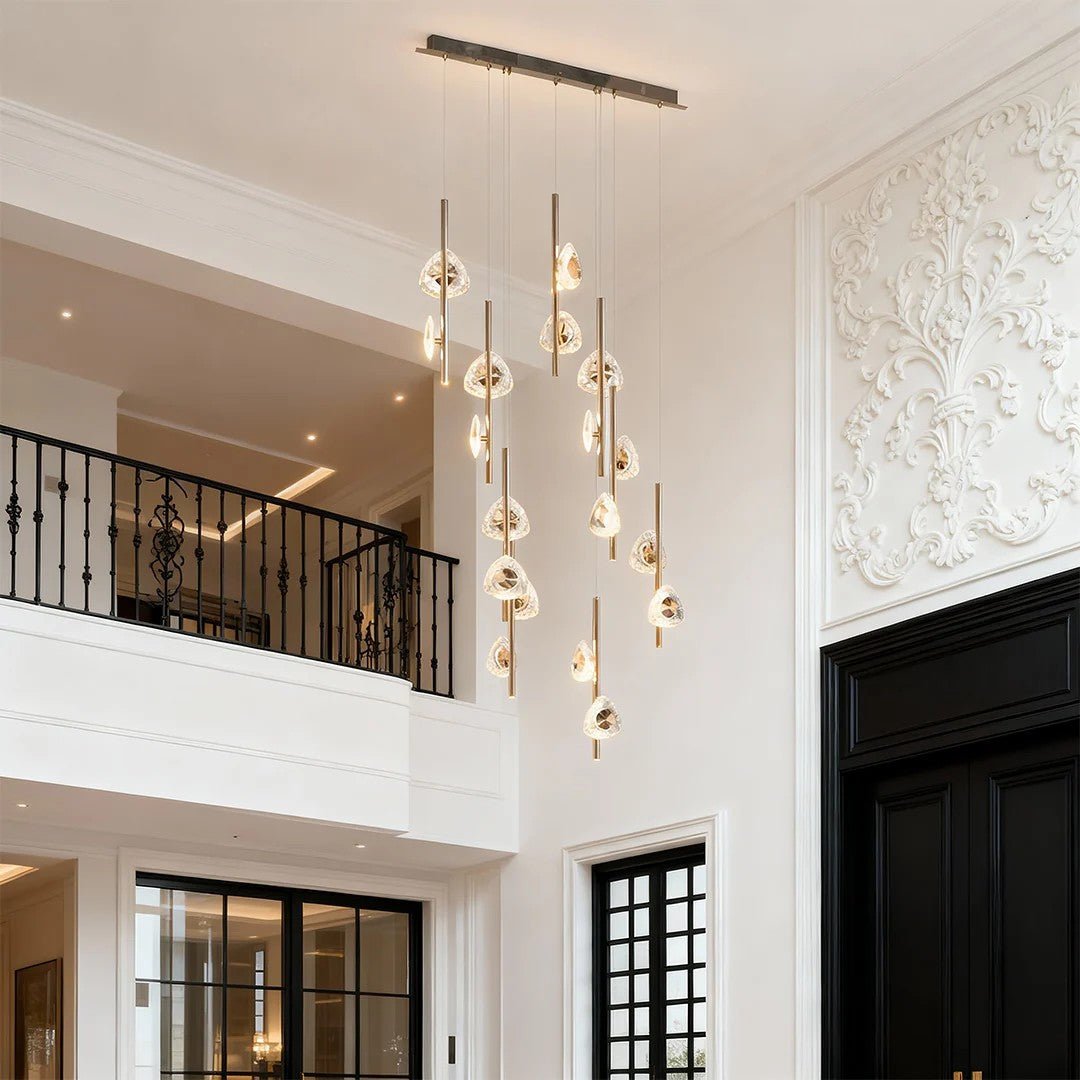 Staircase Crystal Chandelier Modern Aluminum Ceiling Light - Jecanoli