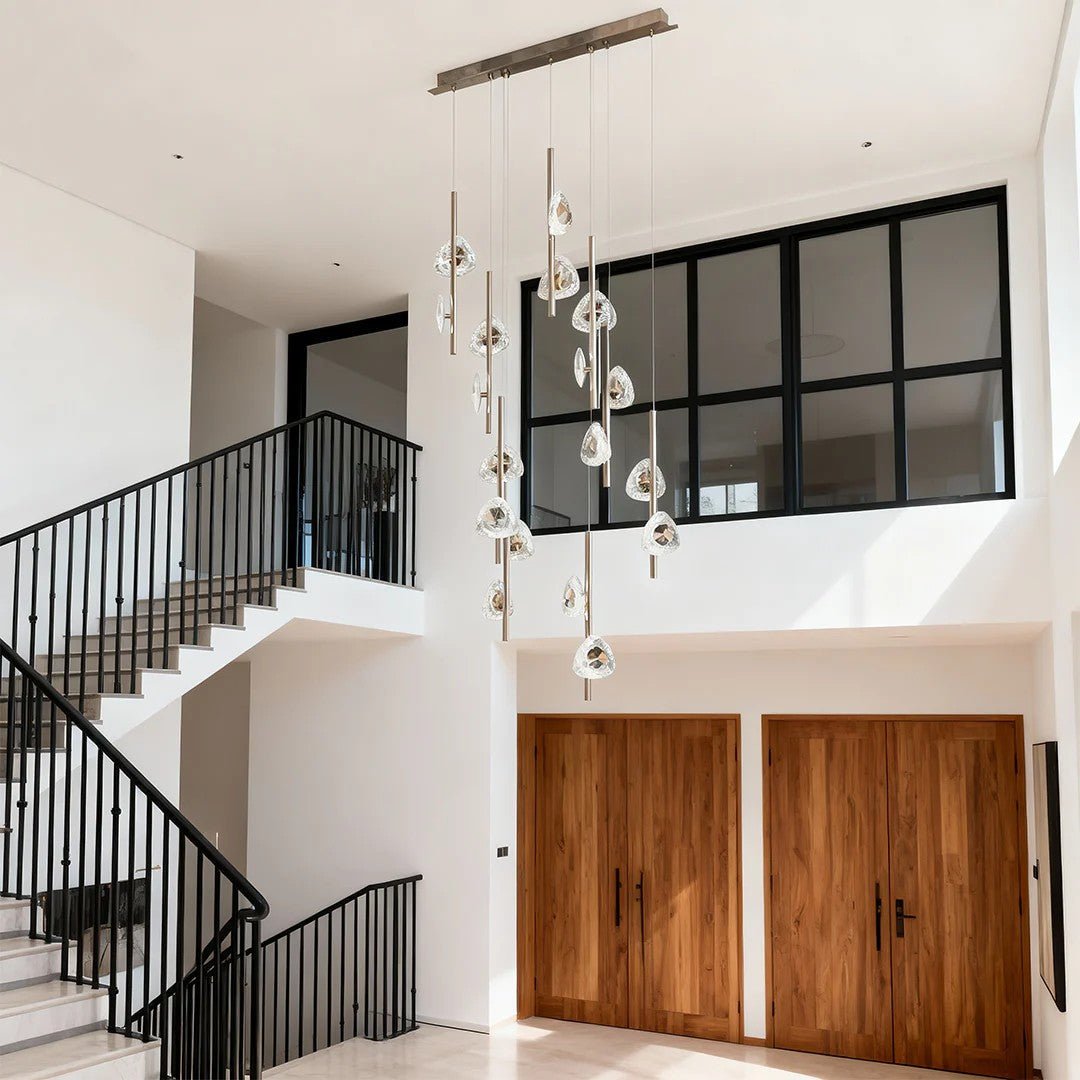 Staircase Crystal Chandelier Modern Aluminum Ceiling Light - Jecanoli