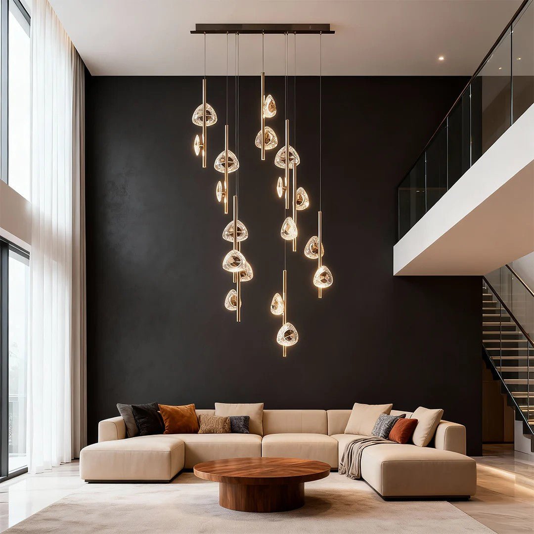 Staircase Crystal Chandelier Modern Aluminum Ceiling Light - Jecanoli