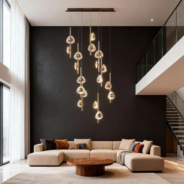 Staircase Crystal Chandelier Modern Aluminum Ceiling Light - Jecanoli