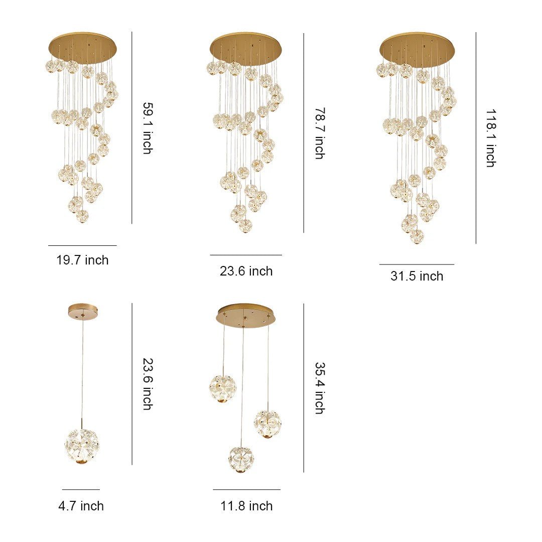 Staircase Crystal Chandelier Modern Luxury High Ceiling Light - Jecanoli