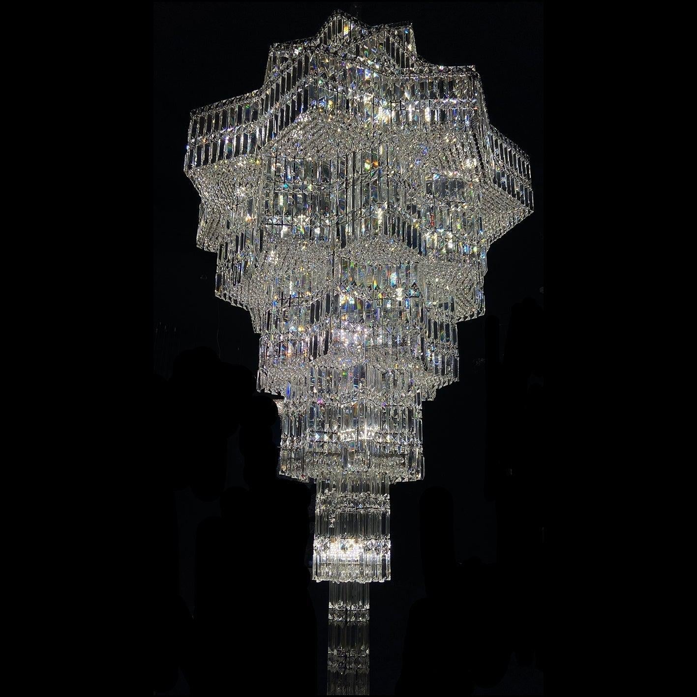 Luxury Plaza Multi-Tier Crystal Chandelier for High Ceilings/Hotel Hall / 2 Story Foyer - Yovalighting