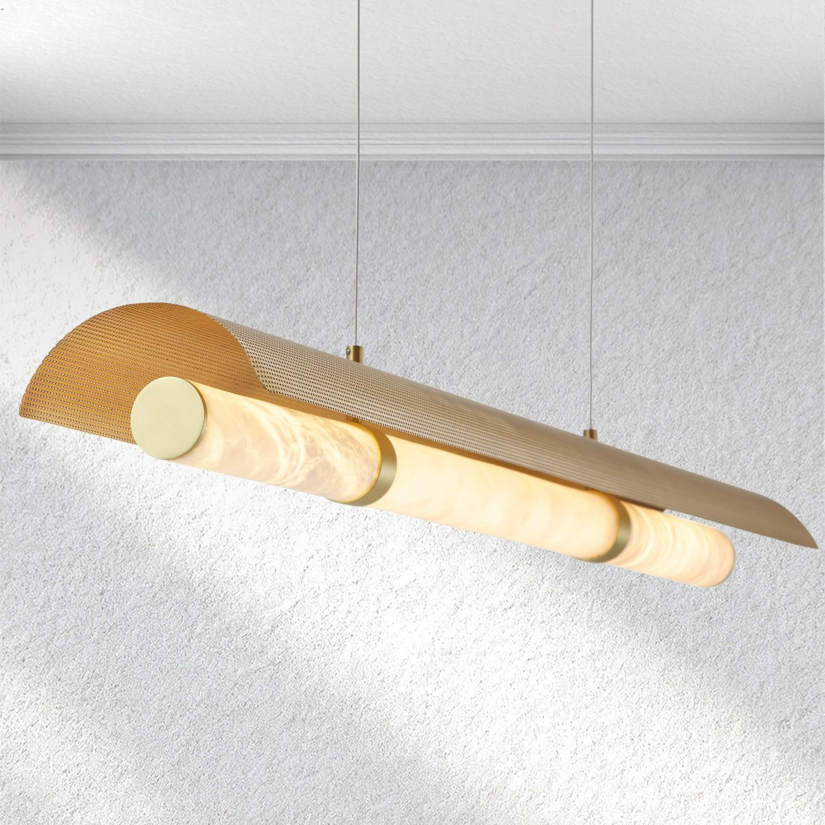 Swaroevan Mirage Alabaster Linear Chandelier - Jecanoli