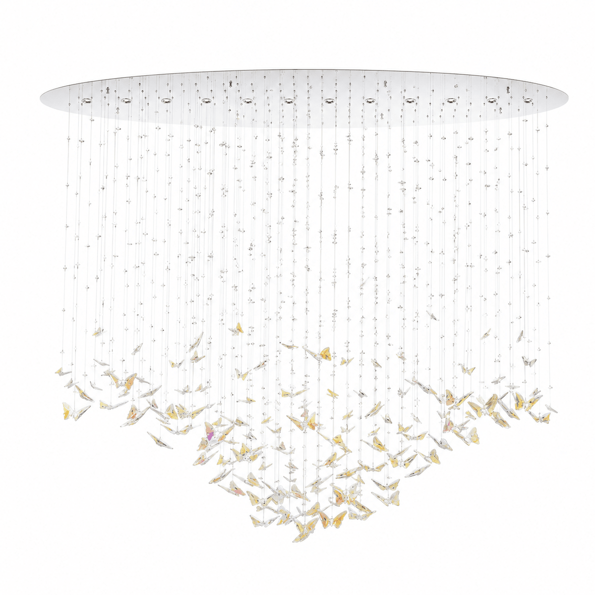 Sylvane LED K9 Crystal Branch Chandelier - L 59.1″ × W 11.8″ × H 59.1″Amber & ClearWarm LightBlushlighting