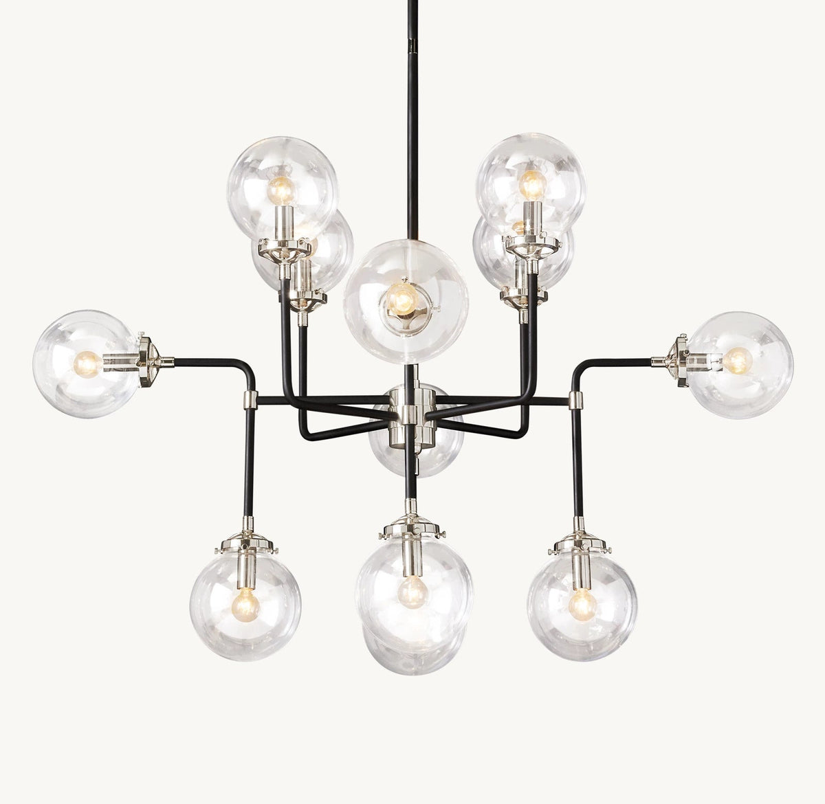 Sylviaspacesus Bistro Globe Clear Glass 12-Light Chandelier 42‘’ - Jecanoli