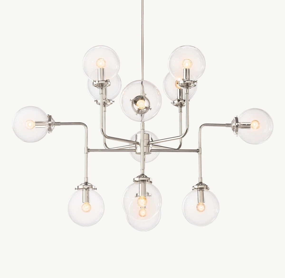 Sylviaspacesus Bistro Globe Clear Glass 12-Light Chandelier 42‘’ - Jecanoli