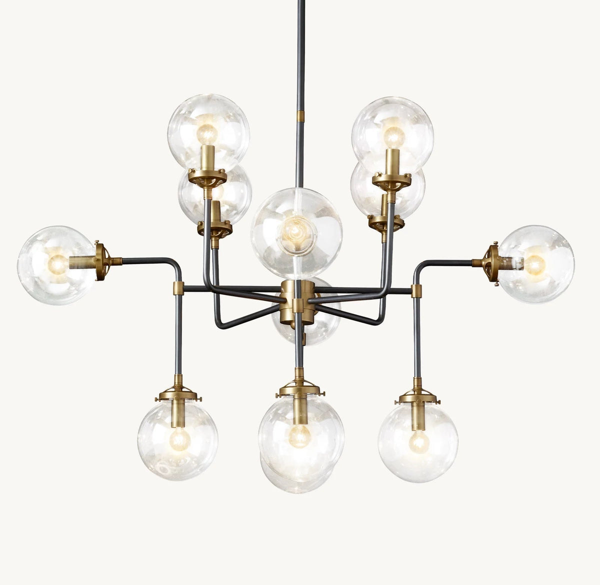 Sylviaspacesus Bistro Globe Clear Glass 12-Light Chandelier 42‘’ - Jecanoli