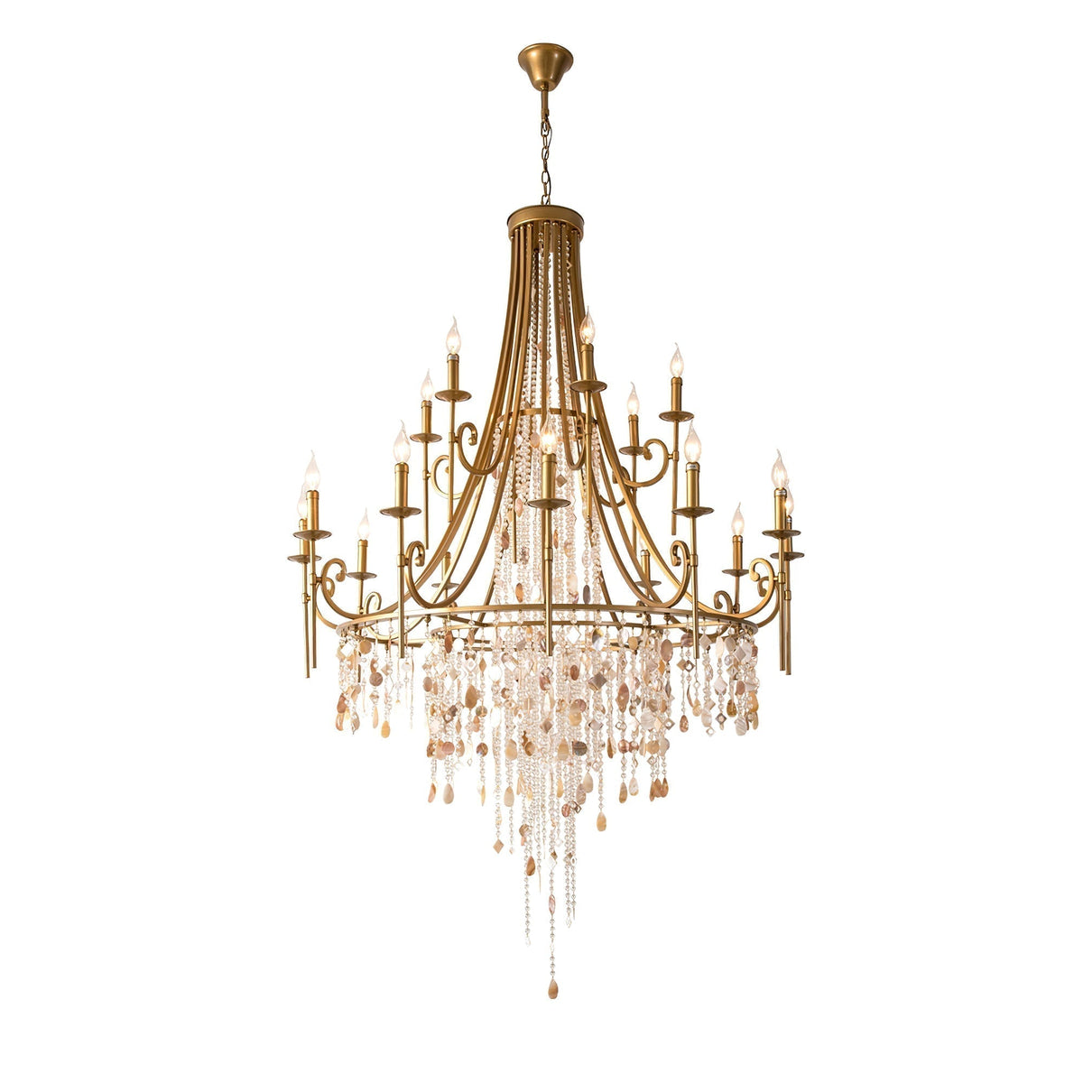 Tatum Lux Shell Crystal Chandelier - 18 Heads ∅ 47.2″ x H 70.9″ / Dia 120cm x H 180cmCopper & Clear Crystal - Manor Lights