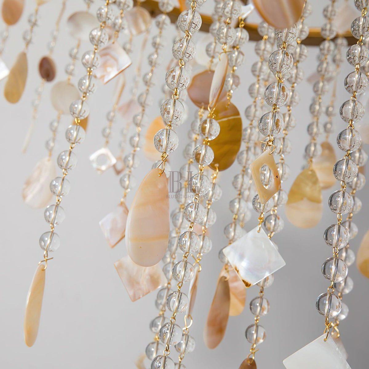 Tatum Lux Shell Crystal Chandelier - 18 Heads ∅ 47.2″ x H 70.9″ / Dia 120cm x H 180cmCopper & Clear Crystal - Manor Lights