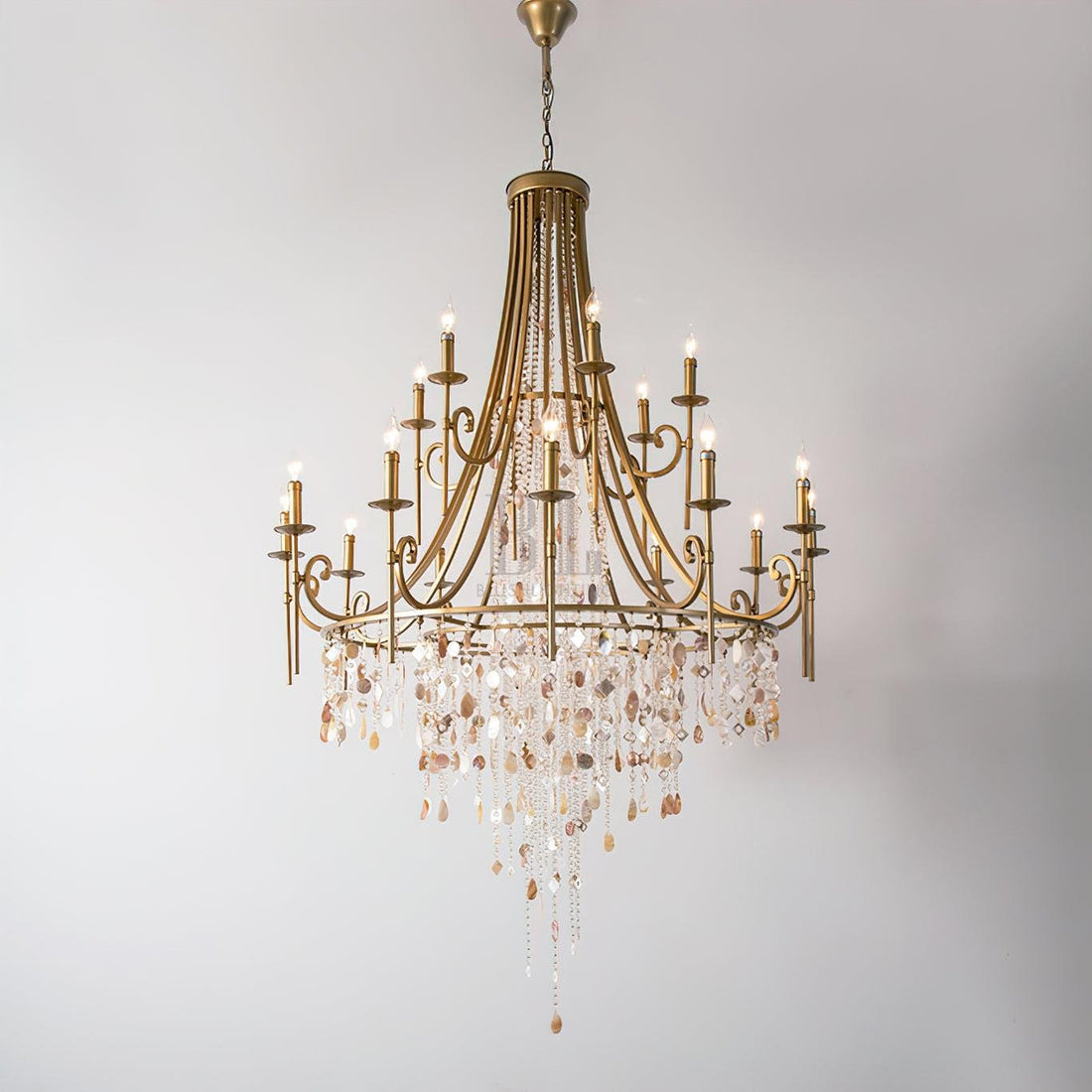 Tatum Lux Shell Crystal Chandelier - 9 Heads ∅ 31.5″ x H 47.2″/ Dia 80cm x H 120cmCopper & Clear Crystal - Manor Lights