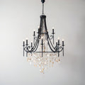 Tatum Lux Shell Crystal Chandelier - 12 Heads ∅ 37.4″ x H 55.1″ / Dia 95cm x H 140cmBlack & Clear Crystal - Manor Lights