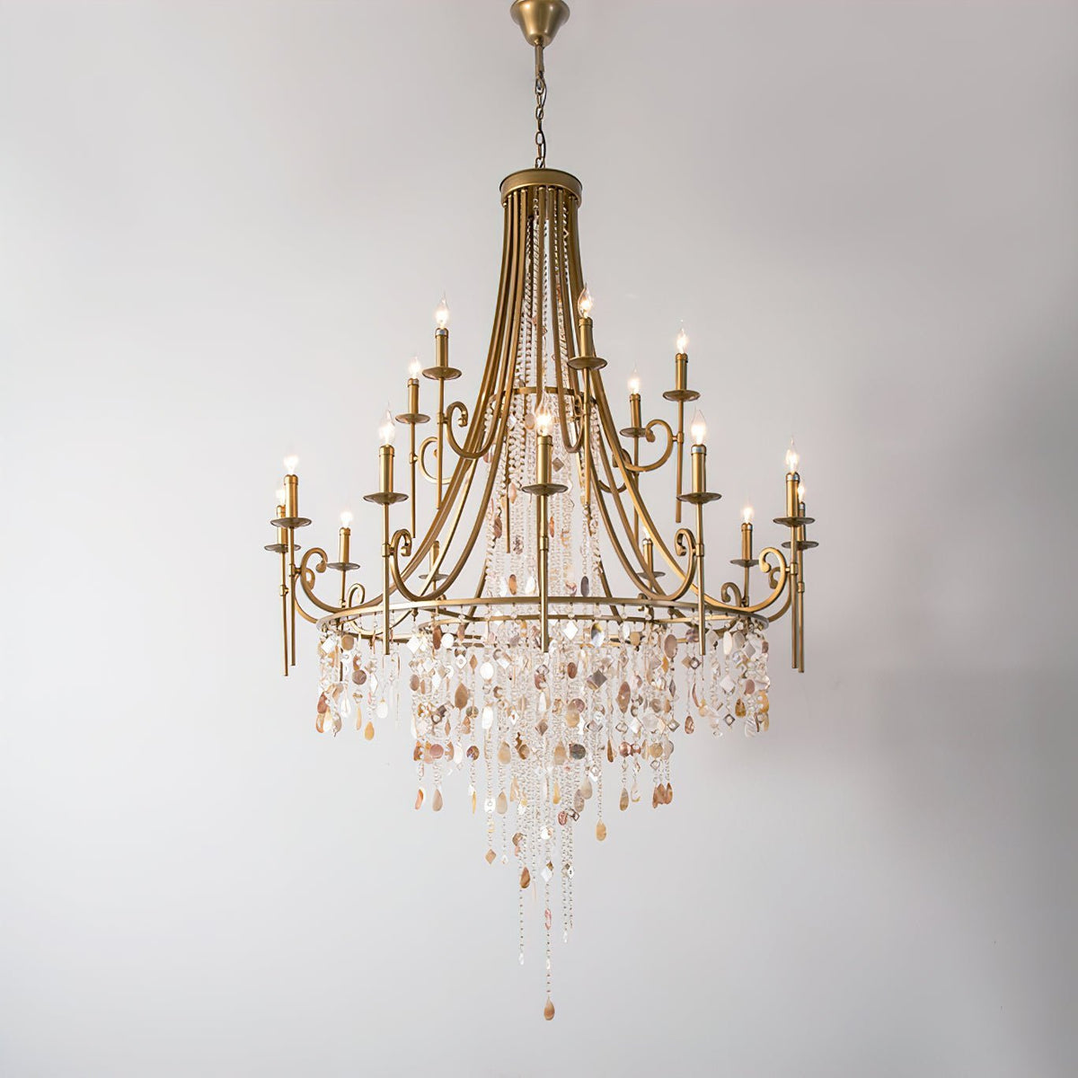 Tatum Lux Shell Crystal Chandelier - 18 Heads ∅ 47.2″ x H 70.9″ / Dia 120cm x H 180cmCopper & Clear Crystal - Manor Lights
