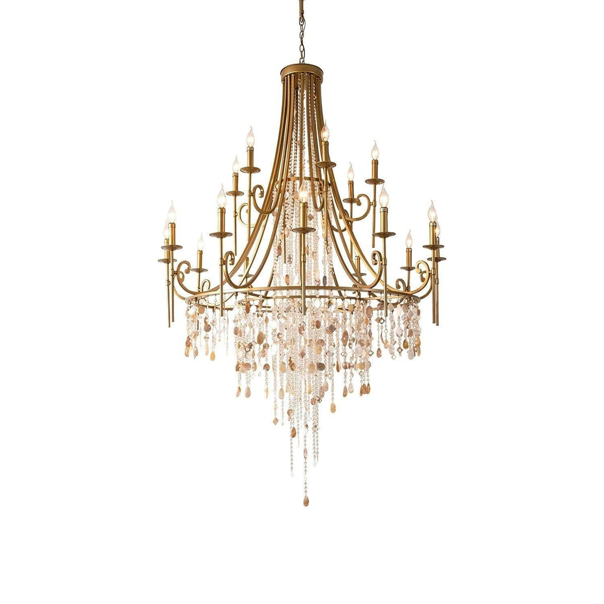 Tatum Lux Shell Crystal Chandelier - 18 Heads ∅ 47.2″ x H 70.9″ / Dia 120cm x H 180cmCopper & Clear Crystal - Manor Lights