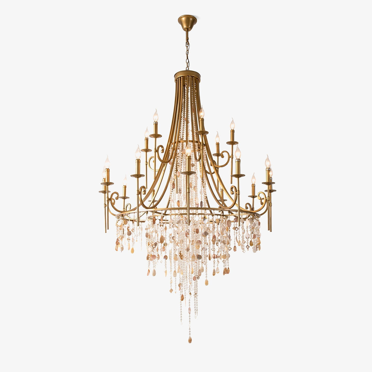 Tatum Lux Shell Crystal Chandelier - 18 Heads ∅ 47.2″ x H 70.9″ / Dia 120cm x H 180cmCopper & Clear Crystal - Manor Lights