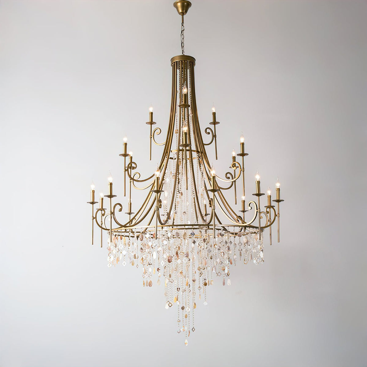 Tatum Lux Shell Crystal Chandelier - 21 Heads ∅ 54.3″ x H 86.6″ / Dia 138cm x H 220 cmCopper & Clear Crystal - Manor Lights