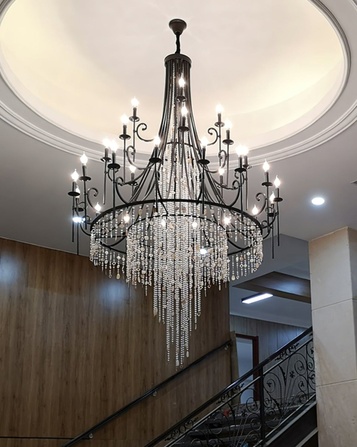 Tatum Lux Shell Crystal Chandelier - 18 Heads ∅ 47.2″ x H 70.9″ / Dia 120cm x H 180cmCopper & Clear Crystal - Manor Lights