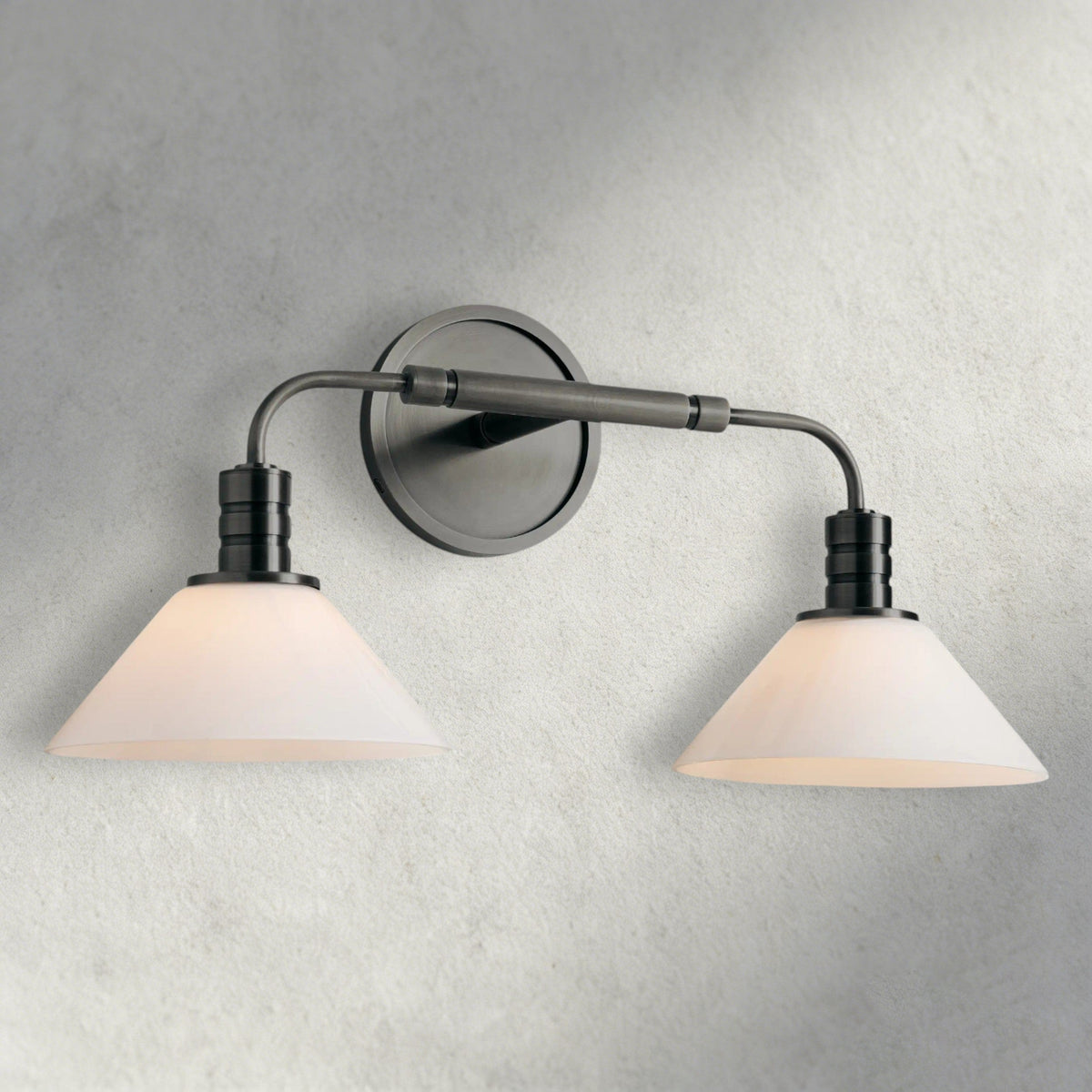 Bronze / Milk Theron Double Sconce
