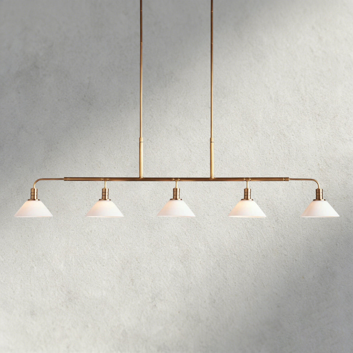 Brass / 60" / Milk Theron Linear Chandelier 50", 60"