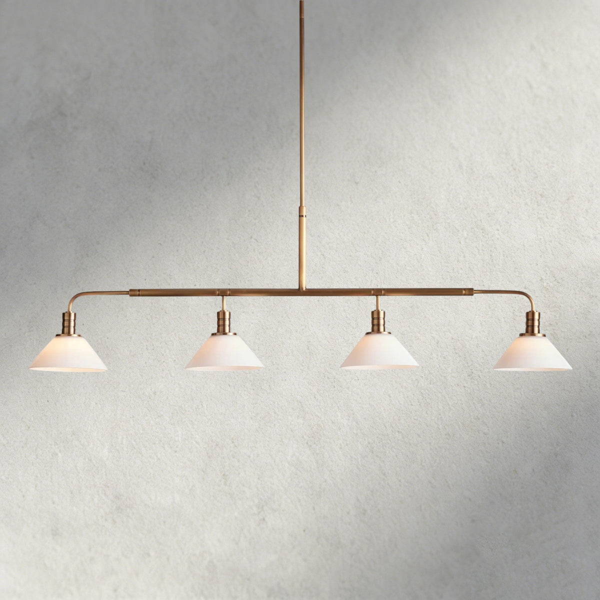 Brass / 50" / Milk Theron Linear Chandelier 50", 60"