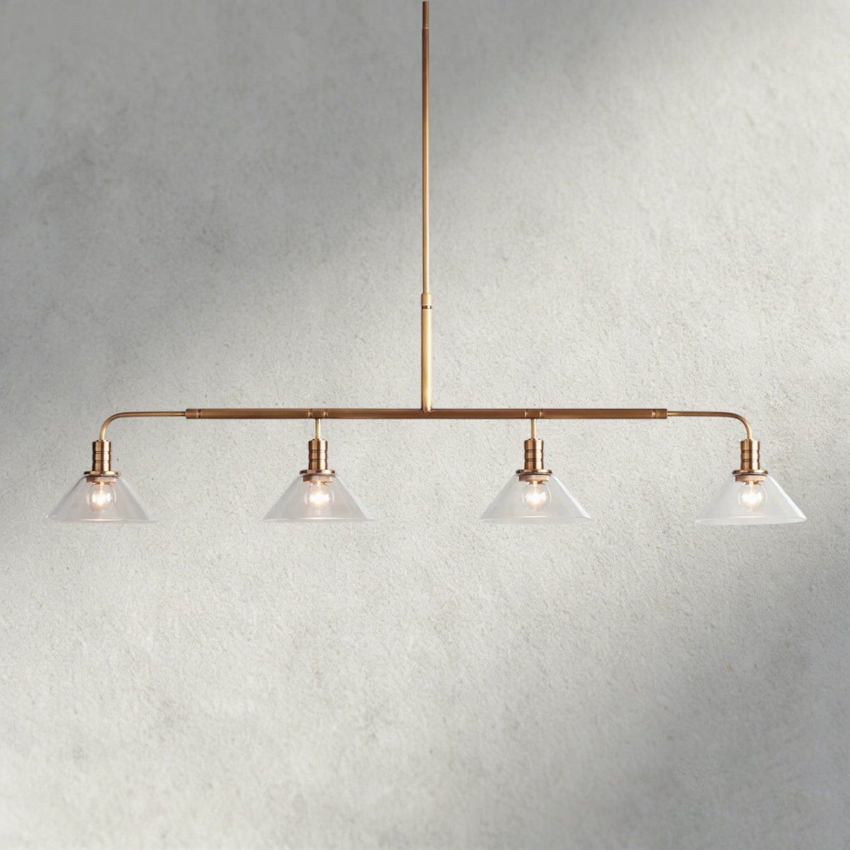 Brass / 50" / Clear Theron Linear Chandelier 50", 60"