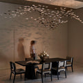 Tidal Art Glass Chandelier (With Canopy) - ∅ 58.3″ x H 118.1″Clear & GoldWarm Light - Jecanoli