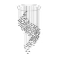 Tidal Art Glass Chandelier (With Canopy) - ∅ 58.3″ x H 118.1″Clear & GoldWarm Light - Jecanoli