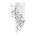 Tidal Art Glass Chandelier (With Canopy) - ∅ 58.3″ x H 118.1″Clear & GoldWarm Light - Jecanoli