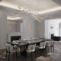 Tidal Art Glass Chandelier (With Canopy) - ∅ 58.3″ x H 118.1″Clear & GoldWarm Light - Jecanoli