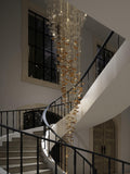 Tidal Art Glass Chandelier (With Canopy) - ∅ 58.3″ x H 118.1″Clear & GoldWarm Light - Jecanoli