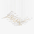 Tidal Art Glass Chandelier (With Canopy) - L 82.7″ x W 23.6″ x H 78.7″Clear & GoldWarm Light - Jecanoli