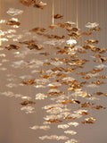 Tidal Art Glass Chandelier (With Canopy) - ∅ 58.3″ x H 118.1″Clear & GoldWarm Light - Jecanoli