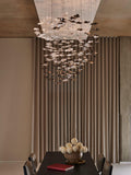 Tidal Art Glass Chandelier (With Canopy) - ∅ 58.3″ x H 118.1″Clear & GoldWarm Light - Jecanoli